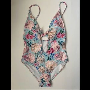 Floral One Piece Tie Swimsuit